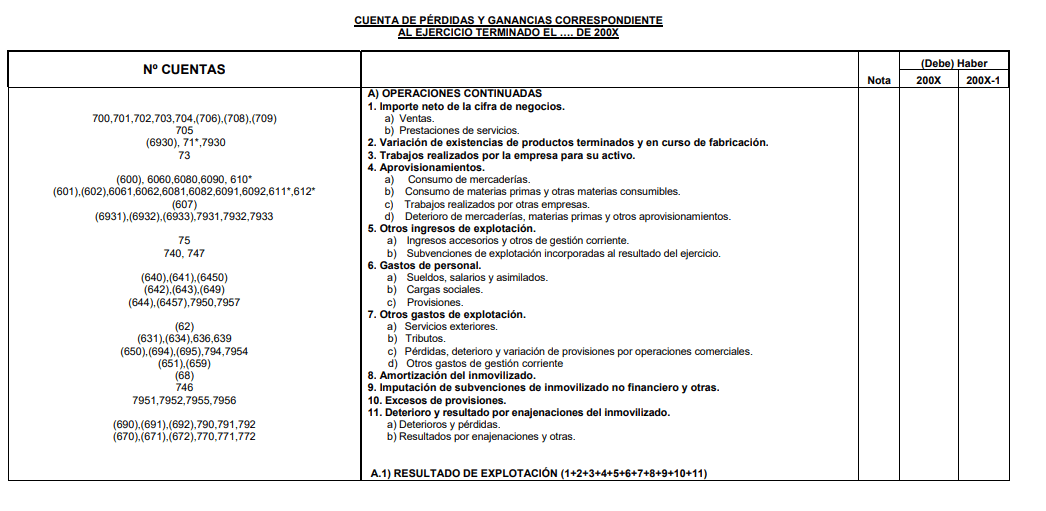 Cuenta de Pérdidas y Ganancias 2019 - Modelos - Estructura - Ejemplos